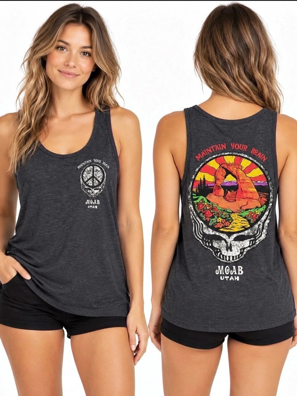 Moab Utah graphic tank Graphic Tank Top in Black Like New